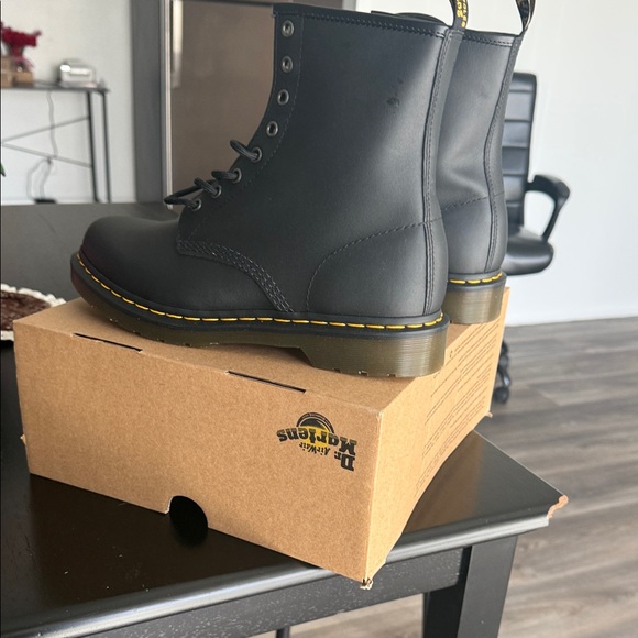 Dr. Martens Shoes - Dr. Martens Black Boots with Yellow Stitching
